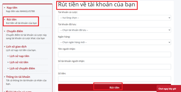 Rút tiền Lvs788